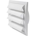 White Exhaust Hood Vent 6'' Inch / 150 mm with Shutters, Built-in Pest Guard Screen and Flange, Air Vent Cover with Flaps, HVAC Exhaust Vent Duct Cap, Helps with Backdraught/Backdraft