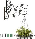 2Pcs Iron Plant Hanger Wall Hooks,Hanging Basket Brackets,Wall Mounted Plant Holder and Bird Feeder,12 INCH Indoor Outdoor Decorative Display for Plants, Bird Feeders, Flower Baskets, and Lanterns