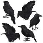 5 Pack Halloween Decorations Crow Artificial Feathered Realistic Looking Raven Birds Toys Decorations Handmade Flying Black Crow for Halloween Photo Prop Party Home Garden Indoor Outdoor Decorations