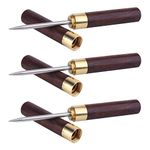 Cettkowns 3-Pack Portable Stainless Steel Ice Picks with Wooden Handle and Safety Cover for Kitchen Bar (Ebonywood)