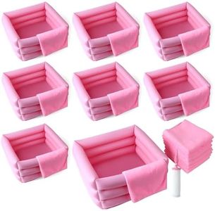 8 Sets Kids Foot Spa Kit for Girls, 8 PCS 10.2×10.2×7Inch Inflatable Foot Tub and 13.7×29.5 Inch Hand Towels, 1PCS Inflator Pump, for Spa Party Sleepovers Slumber Party(Light Pink)