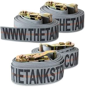 Tank Straps Motorcycle Tie Down Straps (4pk) - 10.000 lb Webbing Break Strength 2'' x 10' Super Heavy Duty Endless Tie Downs with Ratchet Strap