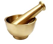 Pure Source India Brass Mortar Pestle Set, 1 Piece, 4.5 Inches, Gold