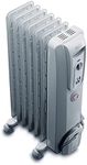 De'Longhi Electric Oil Column Heater DL1501T, 7 Fin Home Heater for Medium Rooms, 24-Hour Timer, 1500W, White