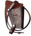 Hulara Western Shoulder Holster Cowboy Buff Leather for Glock 1911 Holster Right Hand Gun Holster Craved Concealed Carry Pistol Holster for Handguns 9mm Gun Shoulder Sling Holster