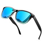 KANASTAL Blue Sunglasses Womens Mirrored Mens Polarised Dark Blue Tinted Anti Seawater Vintage Classic UV Protection Ladies Driving Sailing - Blue Frame Blue Lens