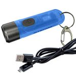 NITECORE TIKI GITD Blue 300 Lumen Everyday Carry USB Rechargeable Keychain Flashlight with UV & High CRI Light and USB Charging Cable