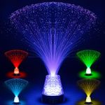 CUQOO Colour Changing Fibre Optics Crystal Filled Base Lamp – 4 Colours Bedroom Decor Battery Operated 13inch Mood Novelty Nightlight | Home Improvement Glow Party Mini Table Lamps for Kids & Adults