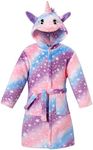 KAKU NANU Girls Dressing Gown Kids Fluffy Fleece Girl's Robes Hooded Dressing Gowns for Kids 6 7 8 Years Unicorn Gifts