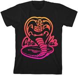 Cobra Kai Neon Logo Boy's Black T-Shirt-Medium