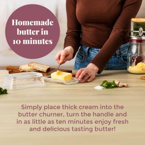Kilner 1L Butter Churner – Glass Hand Crank Butter Maker