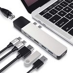 HyperDrive USB C Hub, Dual Type C Hub Adapter for MacBook Pro 2017/2016 13" 15", 6in2 Multi-Port Thunderbolt USB-C Dongle w Gigabit Ethernet, 40Gb/s C-USB 100W, 5Gb/s Type-C w 60W PD, 4K HDMI