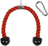 Yes4All Deluxe Red Tricep Rope 27 Inches Black Cable Attachment, Pulley System Gym Pull Down Rope with Carabiner, Exercise Machine Attachment