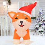 COMIN 4FT Christmas Inflatables Outdoor Decorations Blow Up Dog Built-in LEDs for Christmas Indoor Outdoor Yard Lawn Garden Decorations