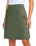 Viodia Women's 20" Knee Length Skorts Skirts Athletic Tennis Golf Skirt for Women Modest Sports Casual Summer Skirt with 5 Pockets Army Green