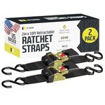 DC Cargo Auto Retract Ratchet Straps - 2 Pack 2" x 10' - Retractable SELF-CONTAINED Compact Cargo Strap Tiedowns for Motorcycles, ATVs, Bikes, Boats: Tight & Secure Pickup Trailer Tie Down