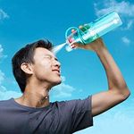 LINGLAN Spray Water Bottle Sports Water Bottle Drinks Bottle 580ml For Cycling Climbing Hiking & Mountaineering (Transparent blue)