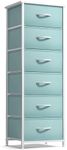 Sorbus Fabric Dresser for Kids Bedroom - Chest of 6 Drawers, Tall Storage Tower, Clothing Organizer, for Closet, for Playroom, for Nursery, Steel Frame, Fabric Bins - Wood Handle (Aqua)