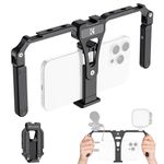 K&F Concept Smartphone Video Rig with Dual Handles, Flodable Aluminum Video Stabilizer Phone Video Rig Compatible for iPhone,Samsung, Huawei.1/4-inch Screw Ports for Fill Light, Microphone etc.