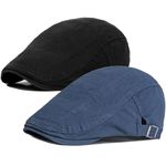 Funshow 2 Pack Gatsby Newsboy Hat for Men Vintage Men's Flat Cap Ivy Hat Driving Hunting Golf Beret Navy