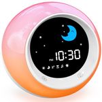 iHoo Toddlers Sleep Training Clock, Kids Alarm Clock with Night Light & Nap Timer, Ok to Wake Clock Gift for 2-9 Years Girls Boys White