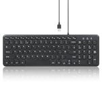 Perixx PERIBOARD-213U Wired USB Keyboard - Quiet, Slim Design with Scissor Keys, Integrated Number Pad, Compact UK QWERTY Layout, Black