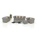FUNTERIOR 3+2+1 Magnificent Leatherette 7 Seater Sofa Set Moon Grey