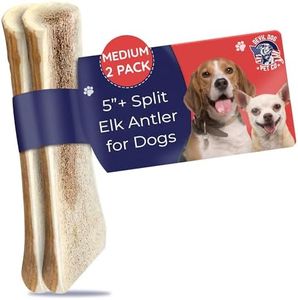 Devil Dog Pet Co. Split Elk Antlers for Dogs, Medium 5"+, 2 Pack, Grade A Long Lasting Chew for Aggressive Chewers, Premium USA Naturally Shed Antler – Healthy, No Odor, Durable Dog Chew
