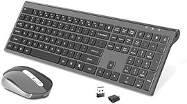 CREATMOR Rechargeable Wireless Keyboard and Mouse Combo,Ergonomic Full Size Design Wireless Keyboard with Number Pad Wireless Keyboard and Mouse for MAC Windows Black