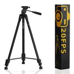 20FPS Aluminium Tripod for Phone & DSLR Camera - with Phone Holder & Protective Bag - Adjustable up to 6 Ft, 360° Ball Head, Bubble Level, Capacity 4 Kg - Tripod Stand for Videography & Photography