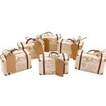 HAKACC 50pcs Mini Suitcase Favor Box, Party Favor Candy Box Vintage Kraft Paper with Tags and Burlap Twine for Wedding Travel Themed Party Bridal Shower Decor