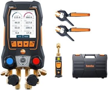 Testo 558s AC Manifold Gauge Set – HVAC Manifold Gauge Set with 2X 115i Pipe-Clamp Thermometer, 1 x 552i Vacuum Probe – with 4-Way Valve, USB-C - Bluetooth and App-Connection