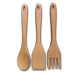 Wooden Spatula for Cooking, Wooden Spoon,Wooden Fork Handmade Organic Beech Wood Utensil for Kitchen, Natural Nonstick Hard Wood Spatulas and Wood Spoon Set, Premium Wood Cooking Set