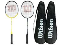 Wilson Recon Mixed Badminton Twin Racket Set inc Wilson Full Protective Badminton Racket Covers