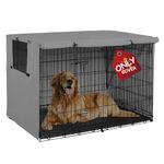 Explore Land Dog Crate Cover Durable - Polyester Pet Kennel Cover Universal Fit for 24-48 inches Wire Dog Crate (36 Inch (Pack of 1), Grey Cover)