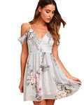 ADDYVERO Light Blue Floral Print Off Shoulder Dress