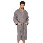 Rangoli Noble 100% Cotton Bathrobes For Men,400 Gsm|Ultra-Soft,Lightweight&Highly Absorbent Luxurious Bath Gown/Bath Robe | (Grey) XL.