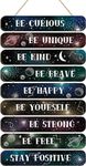 HPUINB Planet Wall Art,Space Wall Decor,Solar System Wall Decoration for Boys Bedroom,Movational Quotes Hanging Decor,Be Kind Inspirational Phrase Wall Art for Kids Bedroom Nursery Gift (Space 1)