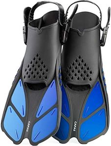 CAPAS Swim Fins, Snorkel Fins with Travel Size Short Fins for Snorkeling Diving Adjustable Open Heel Flippers for Men Women Youth