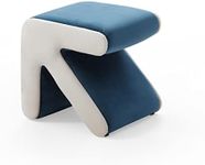 pouseayar Velvet Foot Stools Ottoman, Footrest Footstool Multifaceted Stool Coffee Table Arrow Design Handicraft Decoration for Living Room Bedroom - Blue+Beige