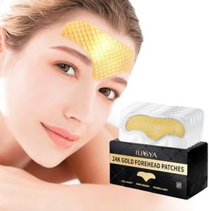 ROUSE 24K Gold Forehead Anti-Wrinkle Patch-15 PCS, Collagen Forehead Lines Mask Forehead Frown Wrinkles Pads T-Zone Patches Smooth Forehead Strips Moisturizing