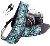 Blue Woven Vintage Camera Strap Belt For All DSLR Camera – Embroidered Elegant Universal DSLR Strap, Floral Pattern Neck Shoulder Camera Strap for Canon, Nikon, Sony,Fujifilm and Digital Camera …