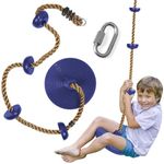 REZNOR Plastic Platforms Disc Tree Swing Seat And Climbing Knot Rope With Carabiner Hook For Kids Outdoor Playground Set (Blue, 30 Cm, 200 Cm, 200 Cm)