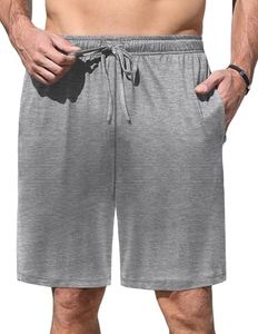 Ekouaer Pantalones de pijama para hombre, pantalones cortos de pijama ropa de dormir para hombre pantalones de ocio salón pantalones cortos para dormir cintura elástica con cordón Gris, XL