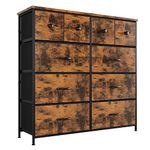 Nicehill Dresser for Bedroom with 10 Drawers, Storage Drawer Organizer, Tall Chest of Drawers for Closet, Clothes, Kids, Baby, Living Room, Wood Board, Fabric Drawers (Rustic Brown),XL