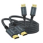 Twozoh 4K HDMI Cable 0.3M 2 Pack, Nylon Braided HDMI to HDMI Cord Support 18Gbps 3D/4K@60Hz/ 2160P/1080P