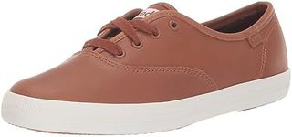 Keds Women's Champion Leather Lace Up Sneaker, Cognac Premium Leather, 8