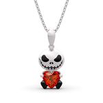 Jeulia Hug Me Love Confession Skull Heart Cut Sterling Silver Necklace for Women Wife Girlfriend Engagement Wedding Anniversary or Birthday Christmas with Jewelry Box (Red)