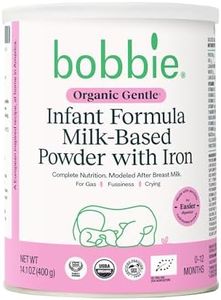 Bobbie Organic Gentle Infant Formula, Milk Based Powder with Iron, DHA, Vitamin D & 100% Lactose Like Breast Milk, For Fusiness, Crying & Digestive Health, Newborn Baby-12 Months Old, 14.1 oz, 1 Pack