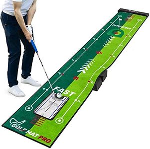 SAPLIZE Two-Speed Golf Putting Practice Mat with Putting Alignment Mirror, 20 in X 10 ft Putting Training Aid Mat, Anti-Slip Backing Golf Putting Green for Indoor/Outdoor